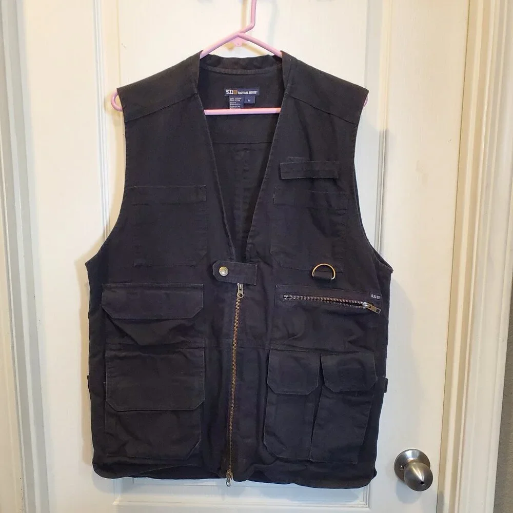 5.11 Tactical Series Black Cotton Utility Vest | Photography Fishing | Men's M